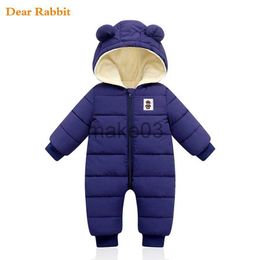 Down Coat overalls baby clothes Winter Plus velvet New born Infant Boys Girls Warm Thick Jumpsuit Hooded Outfits Snowsuit coat kids Romper J230823