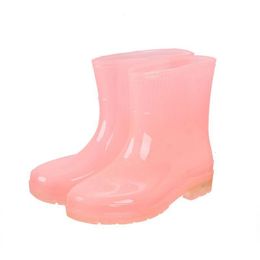 Rain Boot's Autumn Winter Shoes Thick Bottom Non Slip Waterproof Jelly Color High Top Cover Foot Walking 230822