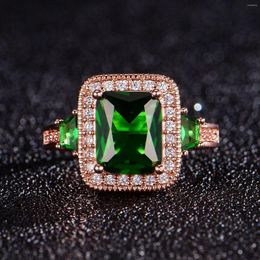 Wedding Rings S925 Silver Luxury Princess Square Inlaid Emerald Tourmaline Colourful Treasure Closed Ring Fashion And Temperament