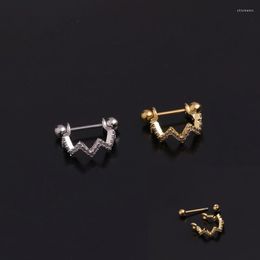 Stud Earrings 1 PCS Simple Micro Pave CZ Wave Circle Ear Bone Bar Cuff Earring Cute Small Gold Color Piercing Jewelry