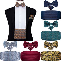 Neck slips set hi slips vintage cummerbunds bälte för män passar smoking mode blommig paisley gentleman byxa elastisk siden hög kvalitet 230822