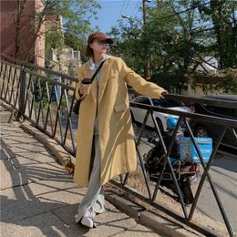 Women's Jackets 2023 Loose Warm Yellow Long Over Knee Cotton Jacket Woollen Winter Coat For Women