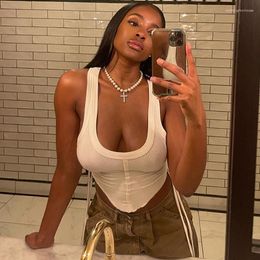 Women's Tanks Summer Women Lace-up Bandage Crop Tops Low-cut Bustiers Drawstring White Slim Tank Vest Sexy Lady Party Sleeveless Corset