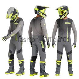 2023 Prime Pro Motocross Gear Set Grey Flo Moto Set Off Road Suit MX Race Wear Moto Suit Motorcycle Protective Clothing x0823