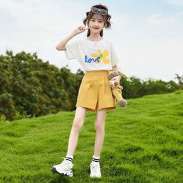 Clothing Sets Girls Summer Children's Sets New Fashion 7 8 9 10 11 Year Old Children Version T-shirts and Shorts Two-piece Suit