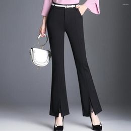 Women's Pants Women Korean Fashion Black Flare Womens Elegant High Waist Stretch Full Length Bell Bottom Trousers For Ladies