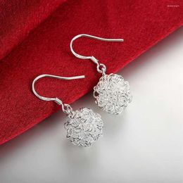 Dangle Earrings 925 Sterling Silver Fine Ball Net Fashion For Women Beautiful Drop Gifts Street All-match Party Jewellery