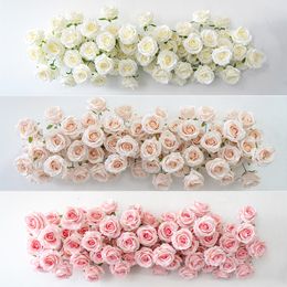 Decorative Flowers Wreaths 5D White Pink Purple Rose Artificial Flower Row Wedding Backdrop Arch Decor Wall Hanging Floral Event Party Props Window Display 230822