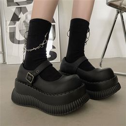 Dress Shoes Sweet Cute Autumn Mary Jane Pumps Wedges High Heels Cosplay Street Goth Punk Design Thick Sole Lolita Girls 230823