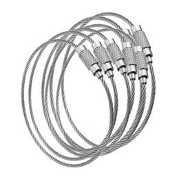 100pcs Edc Wire Outdoor Key Stainless Steel Keyring Keychain Ring Lock Gadget Circle Rope Cable Loop Tag Screw Camp Luggage298u