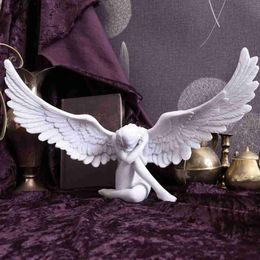Boussac Retro Angel Wing Figuras Sculpture Living Room de Living Hotel Desktop Garden Decor Q230823