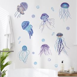 Wall Stickers Ocean Jellyfish Under The Sea Decals Bedroom Living Room Bathroom Window Decor 230822