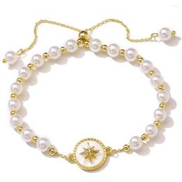 Link Bracelets Vintage Pearl Bead Star Charm Bracelet &Bangle For Women Girls Handmade Party Wedding Jewellery Gifts E088