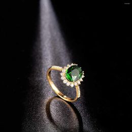 Wedding Rings European And American Fashion Plated 18K Gold Grandmother Emerald Engagement Ring Women's Ornament Living