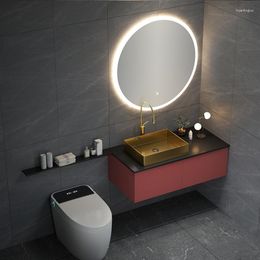 Bath Accessory Set Hanging Bathroom Cabinet Combination Modern Simple And Luxurious Solid Wood Washbasin