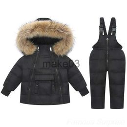 Down Coat Fashion Down Jackets for Girls Baby Boy Ski Suit Infant Kids Snow Wear Cute White Duck Down Coat Jumpsuit Children Clothing Set J230823