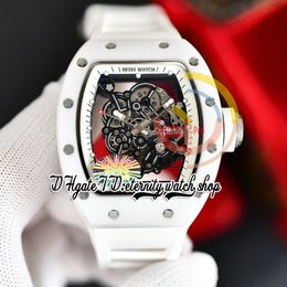 Z 055 Japan Miyota Automatic Movement Mens Watch White Ceramic Case Skeleton Dial White inner ring Rubber Strap 2023 Latest version eternity Sport Watches