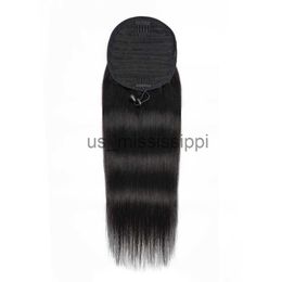 Synthetic Wigs Straight Drawstring Ponytail 1030inch Human Hair Indian Clip In Hair Remy Pony Tail For Women Natural Black x0823