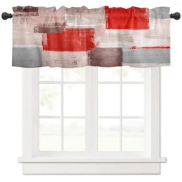 Curtain Oil Painting Abstract Geometric Red Short Curtains Kitchen Cafe Wine Cabinet Door Window Small Home Decor Drapes