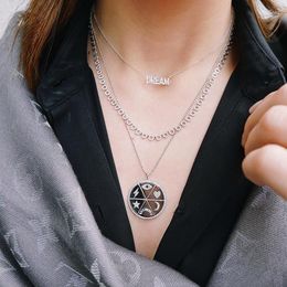 Chains Promotion Big Round Pendant Long Chain Women Necklace Coin Engraved Lucky Symbols Gorgeous Trendy Necklaces