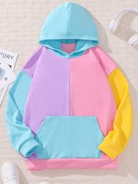 Clothing Sets Autumn Girls Sweatshirt Tops Fashion Splicing Colour Collision Model Loose Hoodie 814Y 230822