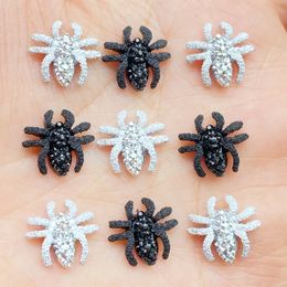 Decorative Objects 50pcs Mini Spider Flat back Resin Cabochons Crystal Strass For Clothes Jewellery Bag Making DIY Crafts 13mm 230822