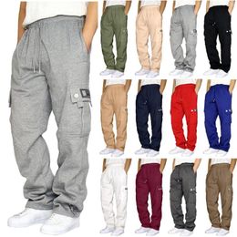 Men's Pants Elastic For Men Trouser Splicing Printed Overalls Casual Pocket Sport Work Trousers