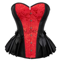 Overbust Corset Vintage Plus Size Corsets for Women Victorian Short Corset Bustier XS Satin Corset Top Retro Red Blue Gold x0823