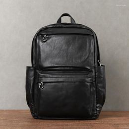 School Bags EUMOAN Retro Men's Backpack Cowhide Tree Paste Skin Bag Large Capacity 15.6 "computer Travel Genuine Lea