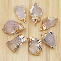 Pendant Necklaces Natural Irregular White Crystal Stone Necklace Plating Phnom Penh Mineral Healing Charms Jewellery Making Accessories 6Pcs