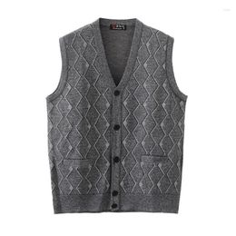 Men's Vests 2023 Spring Autumn Knitted Vest V-neck Sleeveless Cardigan Sweater Large Size Business Casual Loose Brand Clothes R92