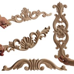 Decorative Objects Figurines WMQE Unpainted Wood Carved Applique Beautiful Carving Decal Garden Fence for Home Furniture Wall Door Frame Cabinet Decor 230822