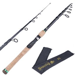 Boat Fishing Rods Sougayilang Telescopic Lure Rod 1.8M 2.1M 2.4M 2.7M Carbon Fiber Cork Wood Handle Spinning Pole Tackle 230822