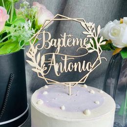 Other Event Party Supplies Personalized Names Wedding Cake Topper Geometric Custom Unique First Decoration Bridal Shower 230822