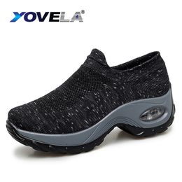 Dress Shoes Fashion Women Air Cushion Flats Sneakers Platform for Creepers Mesh Sock Tennis Outdoor Walking 230823