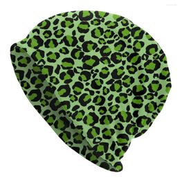 Berets Green Leopard Cheetah Skin Printed Skullies Beanies Caps Unisex Winter Knitted Hat Adult Animal Bonnet Hats Outdoor Ski Cap