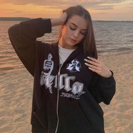 Men's Hoodies Sweatshirts Women sweatshirt Oversized Hoodies Women Jacket letter Print Coat Goth Harajuku Y2k aesthetic Clothes grunge Punk Jacket Zip-up 230822