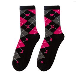 Men's Socks Unisex Breast Cancer Awareness Theme Printed Mid Calf Casual Classic Knit Stocking