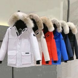 Designer masculino gansos canadenses inverno para baixo jaqueta superior moda masculina parka impermeável à prova de vento tecido premium grosso cabo cinto quente