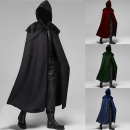 Men's Jackets European Halloween Party Cape Medieval Multicolor Cloak Coat Fashion Gothic Cosplay Long Hooded Costume 230822