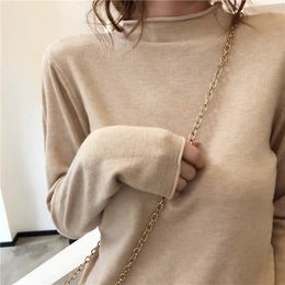 Women's Sweaters Half turtleneck undershirt women's fallwinter 2023 thin pullover short sweater longsleeved knit 230822