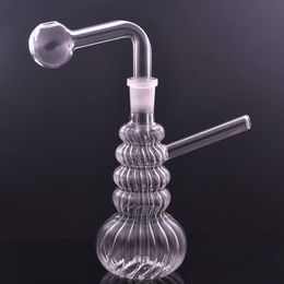 7inch Glass Water Bongs With 14mm female Heady Beaker Bong Dab Oil Rigs Glass Water Pipes Recycler ash catcher Bong For Smoking with downstem oil pot 2pcs