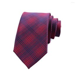 Bow Ties 7CM Mens Necktie Wine Red Blues Striped Ascot For Man Polyester Silk Cravat Wedding Business Party Corbatas Para Hombre