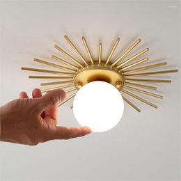 Ceiling Lights Nordic Sun Flower Glass Ball Led Lamp For Corridor Bedroom Bedside Minimalism Indoor Home Decorative Luminaire