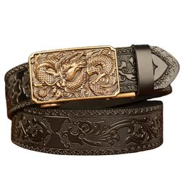 Other Fashion Accessories Men s Luxury Brand Dragon Pattern Automatic Buckle Belt Genuine Leather Belts Male For Men High Quality Cowhide Vintage 230822