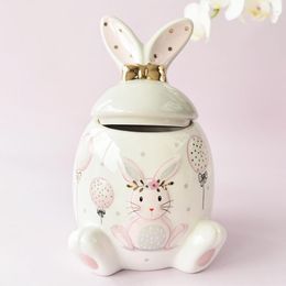 Storage Bottles Large Capacity Pink Ceramic Pot Household Tea Cereal Biscuit Size Collection Creative Cartoon