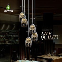 Modern Crystal Chandelier 3-Lights Wine Glasses Bar Luxury Chandelier Hanging Restaurant Dining Living Room Pendant Lights265N