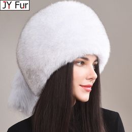 Beanie/Skull Caps Winter women's hat Real Fur Hats Headgear Russian Girls Raccoon Fur Beanies Cap Fashion earflap Hat 230822