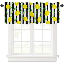 Curtain Summer Fruit Lemon Black White Stripes Short Curtains Kitchen Cafe Wine Cabinet Door Window Small Home Decor Drapes