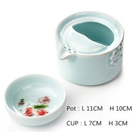 High Quality Elegant Gaiwan Celadon 3D Carp Kung Fu Tea set Include 1 Teapot 1 TeaCup Beautiful and Easy Teapot Kettle Promotion259p